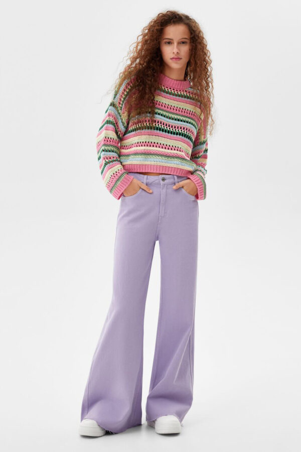 Multicolored Open-Knit Crewneck Sweater - Image 3